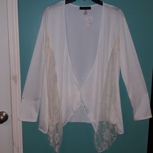 Ivory Lace Drop Front Cardigan